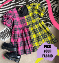 Load image into Gallery viewer, Puff Sleeve Two-Tone Tartan