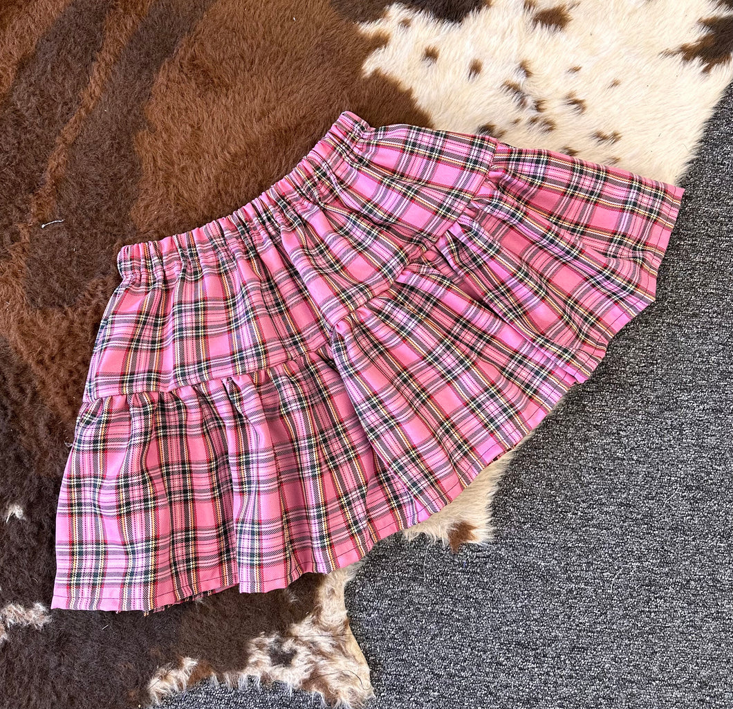 Pink Tartan Skirt -Size 10