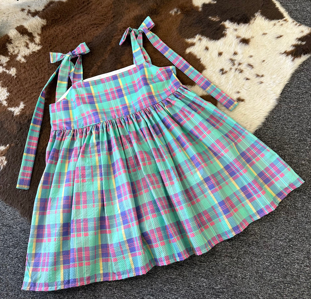 Turquoise Check Bunny Tie - Size 12